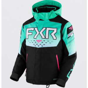 FXR Child Helium Jacket Black/Mint Fade/E Pink
