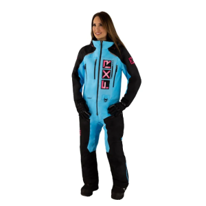 FXR Women Recruit F.A.S.T. Monosuit Black/Sky Blue/Pink