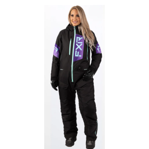FXR Women Recruit Lite Monosuit Black/Purple Fade/Seafoam - XS