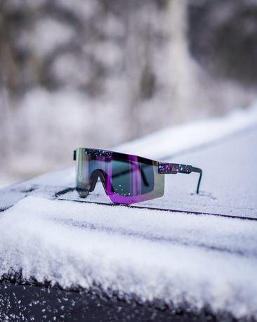 View larger AMOQ Comet Sunglasses Black Splash - Purple Mirror