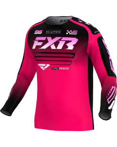 FXR Youth Clutch MX Jersey Razz/Black/Pink