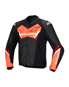 Alpinestars Leather Jacket Faster v3 Black/Red Fluo