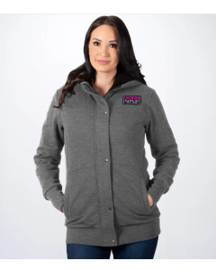 Women Aspen Sherpa Long Hoodie Char Heather/Fuchsia