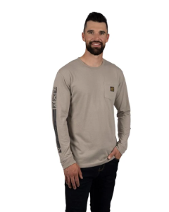 Men Work Pocket Premium Longsleeve Stone
