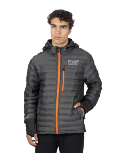 M Podium Hybrid Quilted Hoodie Char/Orange-S